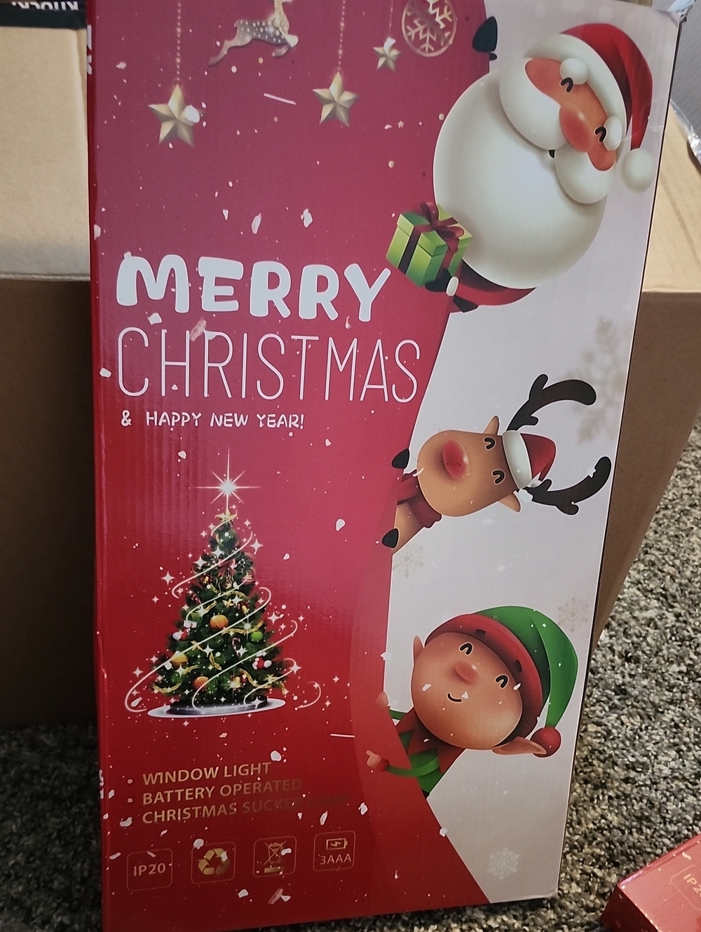 Merry Christmas Holiday Window Light Box - Red/White/Green